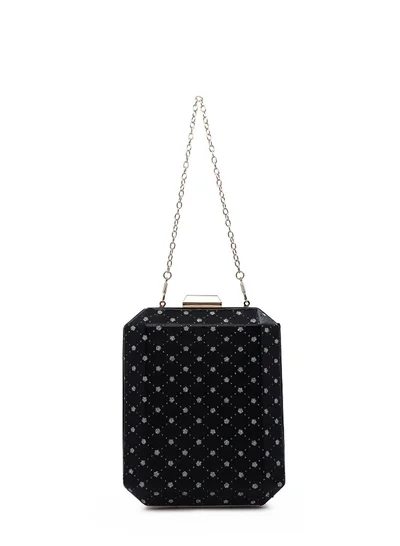 London Rag Black Metallic Cut Out Clutch Bag