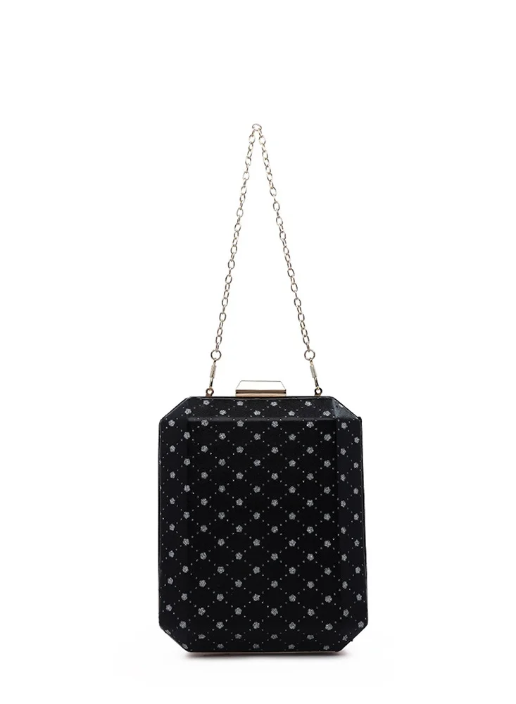 London Rag Black Metallic Cut Out Clutch Bag