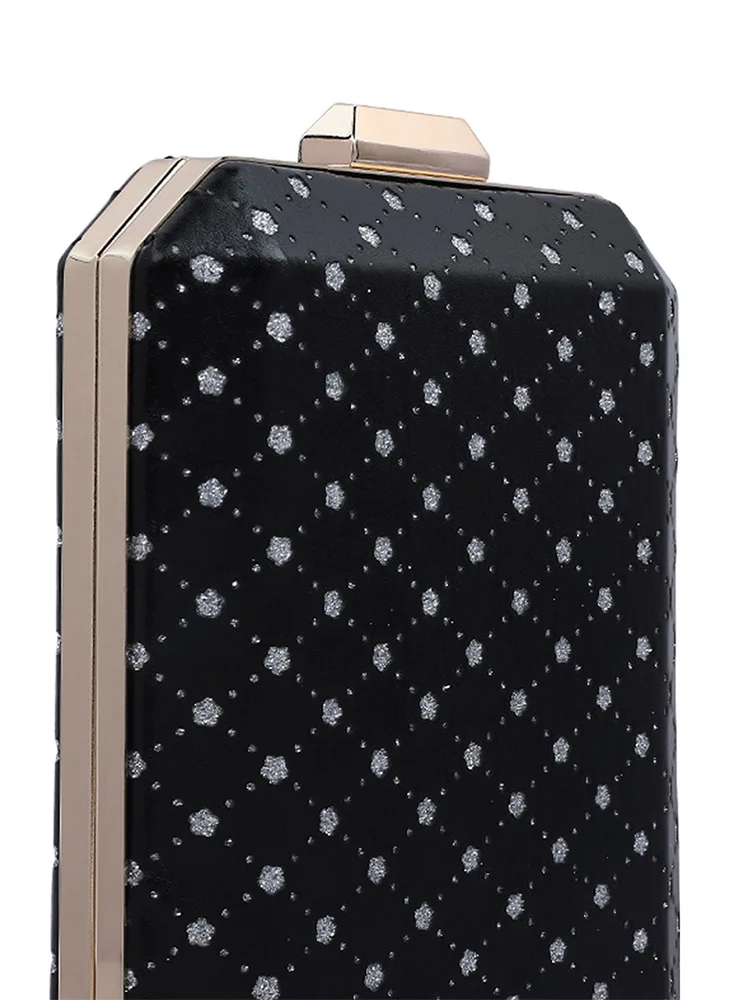 London Rag Black Metallic Cut Out Clutch Bag