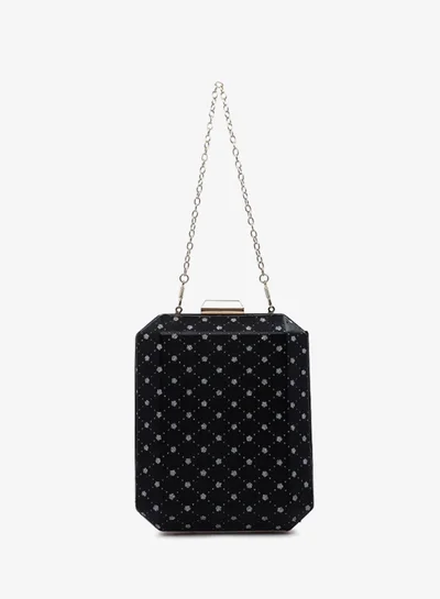 London Rag Black Metallic Cut Out Clutch Bag