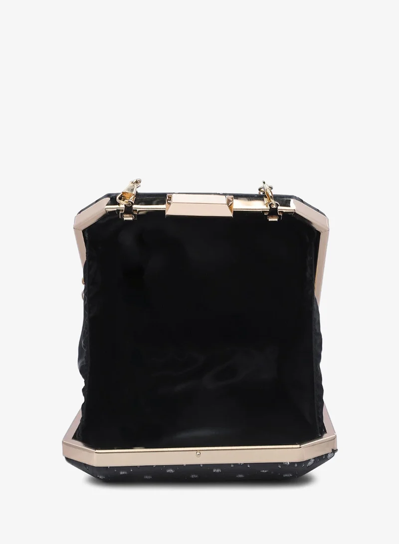 London Rag Black Black Metallic Cut Out Clutch Bag for Women | Best Price UAE