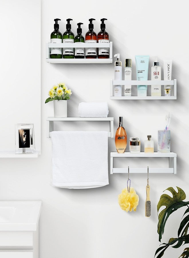 Ollieroo Set of Four Floating Book Shelves for Wall, Nursery Book Shelf for Kids Room, Bamboo Wood Hanging Bookshelf for Baby Teen Boys Girls, Wall Mounted Shelves for Bedroom Bathroom Decor(White) - Image 3