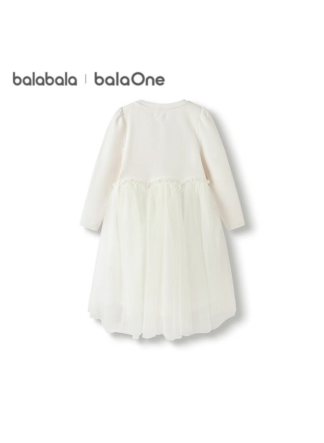Balabala Children's Clothing, Girls' Dress, Autumn, For Young Children, Sweet Patchwork Tulle Skirt, 208325111001 - Image 1