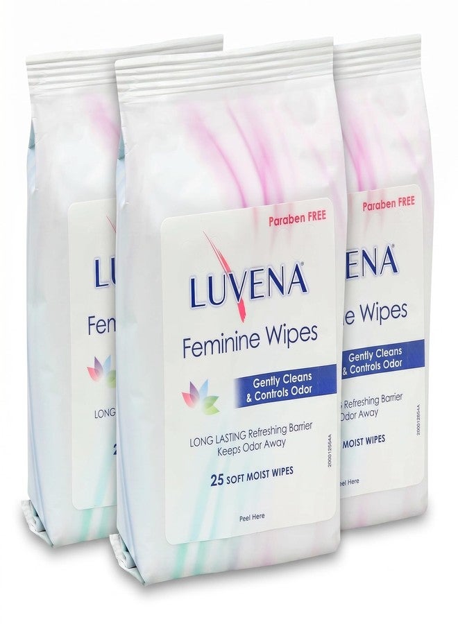 Luvena Feminine Wipes for Women - pH Balanced Feminine Care Wipes - Dermatologist Tested - Hypoallergenic, Paraben Free - Odor Control - Soft Cleansing Cloths - Cucumber Scented (25 Count, 3 Pack - Image 1