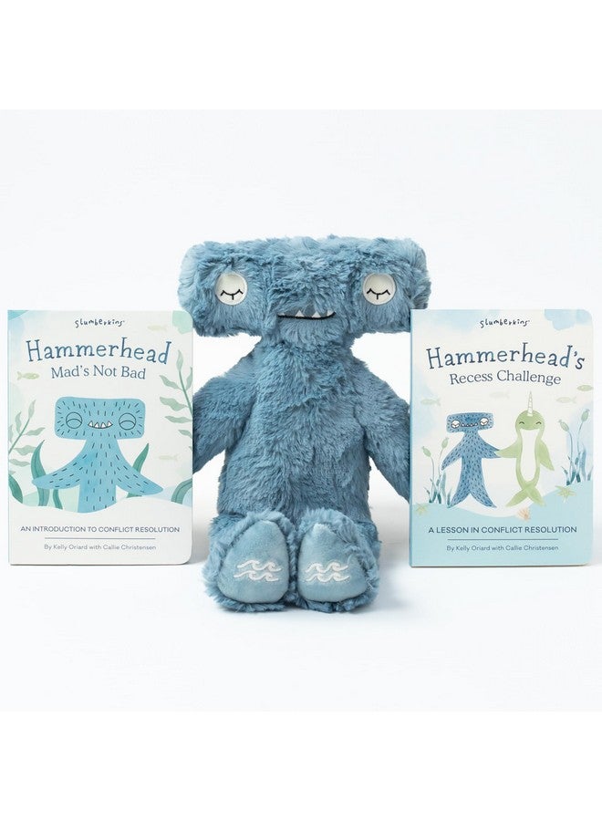Slumberkins 14" Hammerhead Kin & 2 Board Books Complete Set Bundle | Promotes Conflict Resolution, Social Skills & Responsibility | Social Emotional Development (Hammerhead Kin Plush + 2 Board Books) - Image 1