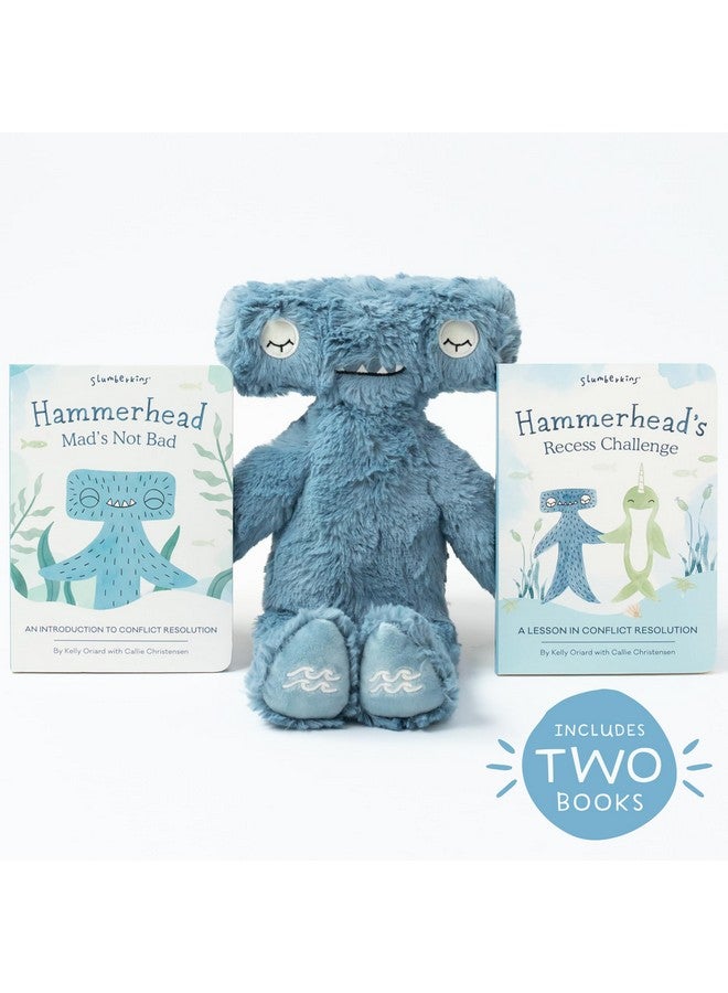 Slumberkins 14" Hammerhead Kin & 2 Board Books Complete Set Bundle | Promotes Conflict Resolution, Social Skills & Responsibility | Social Emotional Development (Hammerhead Kin Plush + 2 Board Books) - Image 2