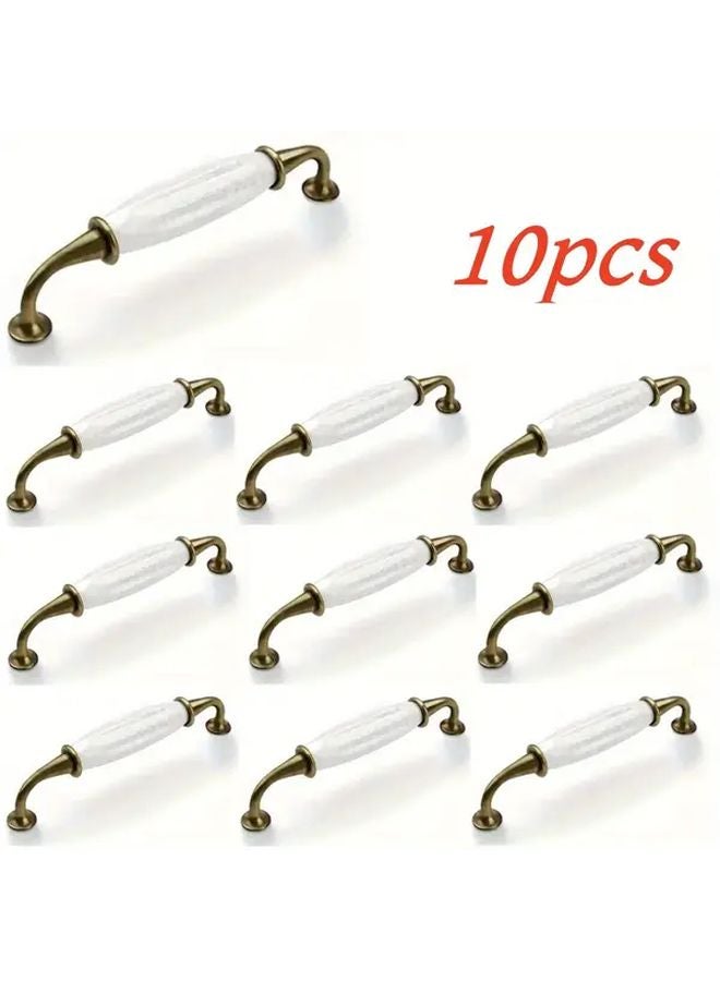 Antique Brass Cabinet Handles Ceramic Zinc Alloy Stone Texture 3 78 Inch Hole Distance - Image 1