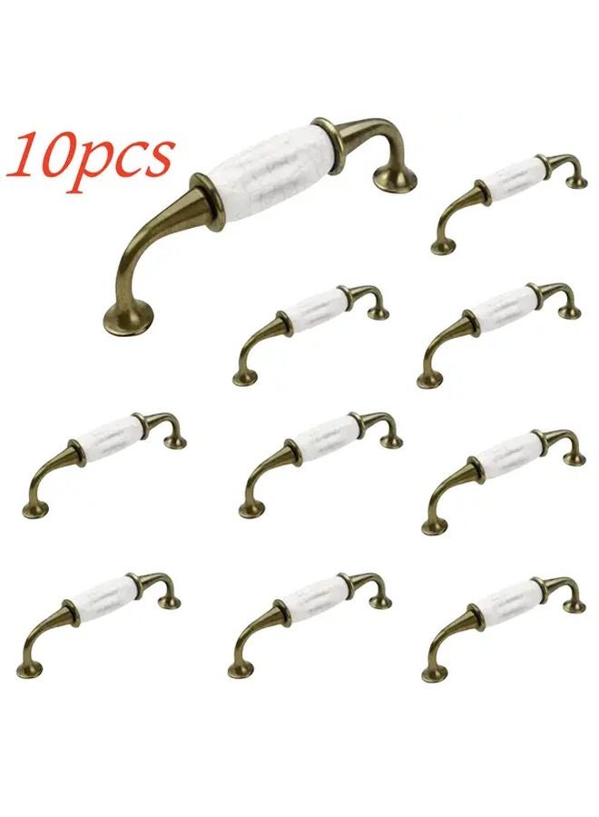 Antique Brass Cabinet Handles Ceramic Zinc Alloy Stone Texture 3 78 Inch Hole Distance - Image 3