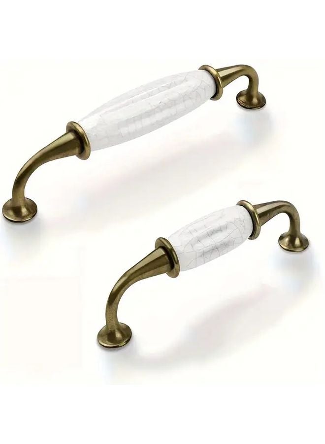 Antique Brass Cabinet Handles Ceramic Zinc Alloy Stone Texture 3 78 Inch Hole Distance - Image 2
