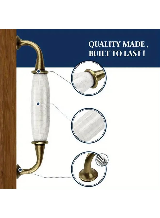 Antique Brass Cabinet Handles Ceramic Zinc Alloy Stone Texture 3 78 Inch Hole Distance - Image 4