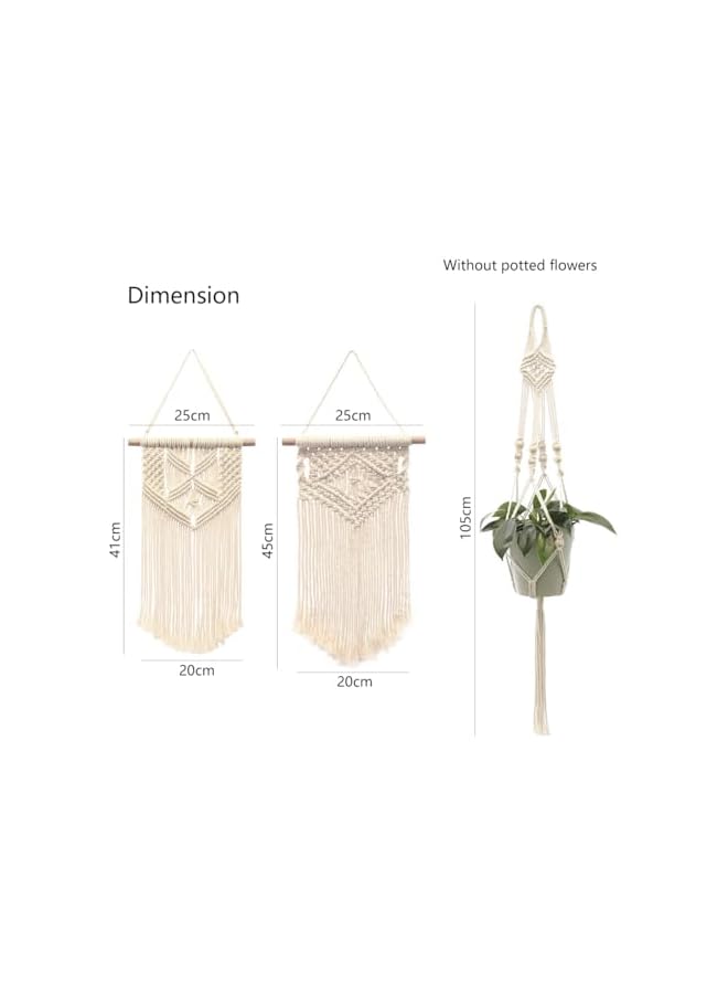 The Bros 3 Pack Small Macrame Wall Hanging Boho Handmade Art Woven Tapestry Wall Decor Macrame Plant Hanger for Bedroom Living Room Apartment Gallery Home - Image 2
