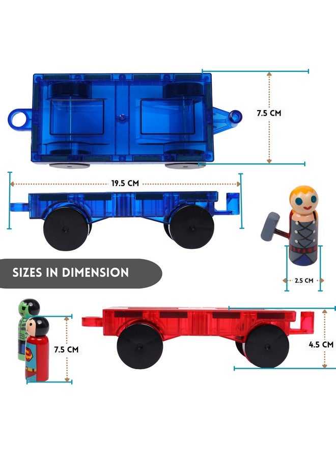 GELTILES GELTILES Superheroes Magnetic Tiles Special 2 Cartwheel Cars with 7 Wooden Building Blocks Unique Super Heros Dolls, Handmade, Made in India Toy for Kids Gifting Motor Play Set (9 Pcs Superheroes)  - Image 4
