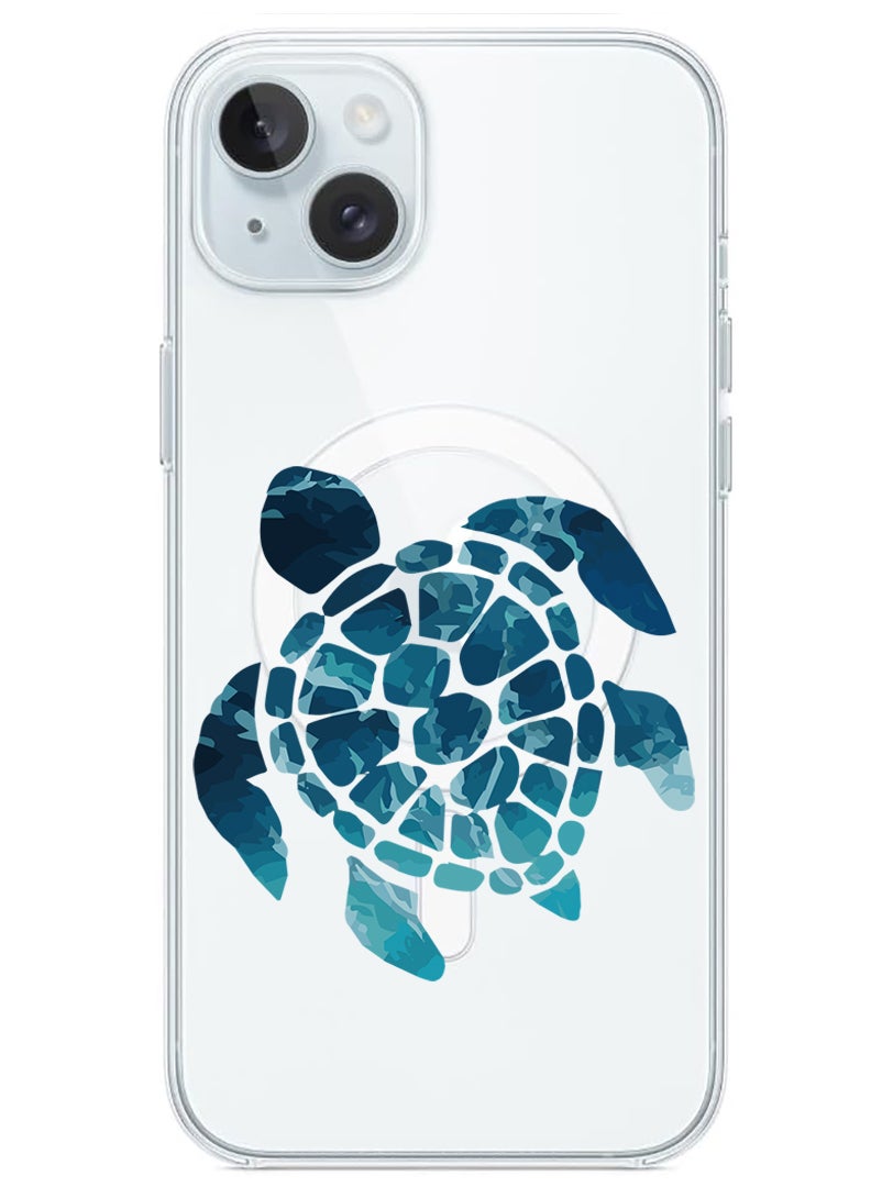 Theodor Magnetic Case for iPhone 15 6.1-inch Compatible with MagSafe Wireless Charging, Shockproof Phone Bumper Cover Blue Turtle - Image 1