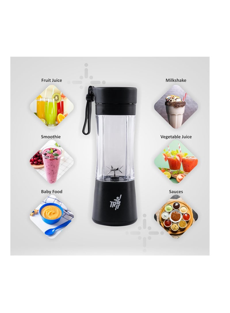 TR6 خلاط TR6 Blendmate Eco المحمول للعصائر والمشروبات المخفوقة - سعة 380 مل قابلة لإعادة الشحن | صغير الحجم | محمول (أسود)  - Image 5