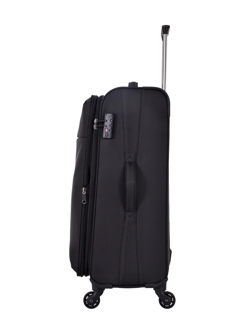 eminent Soft Case Travel Bags Trolley Luggage Sets of 3 for Unisex Polyester Lightweight Expandable Wheeled Suitcase with TSA lock V6101 Black