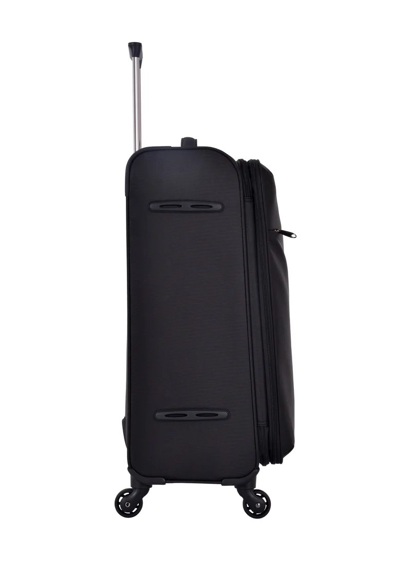 eminent Soft Case Travel Bags Trolley Luggage Sets of 3 for Unisex Polyester Lightweight Expandable Wheeled Suitcase with TSA lock V6101 Black