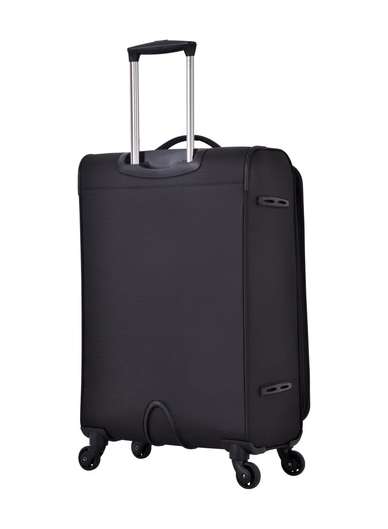 eminent Soft Case Travel Bags Trolley Luggage Sets of 3 for Unisex Polyester Lightweight Expandable Wheeled Suitcase with TSA lock V6101 Black
