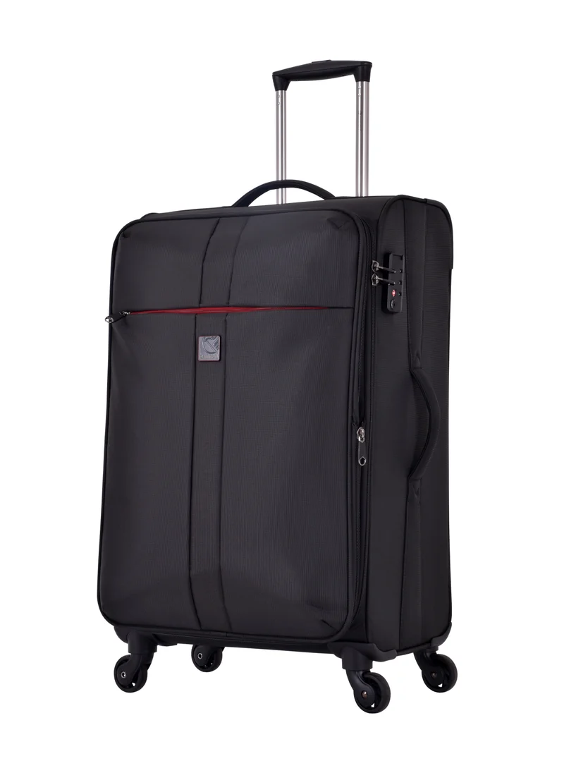 إيمينينت Soft Case Travel Bags Trolley Luggage Sets of 3 for Unisex Polyester Lightweight Expandable Wheeled Suitcase with TSA lock V6101 Black