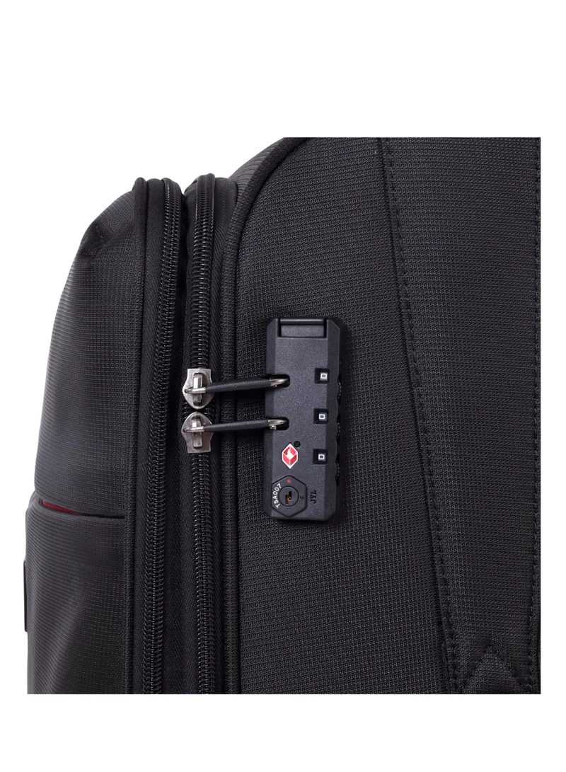 eminent Soft Case Travel Bags Trolley Luggage Sets of 3 for Unisex Polyester Lightweight Expandable Wheeled Suitcase with TSA lock V6101 Black