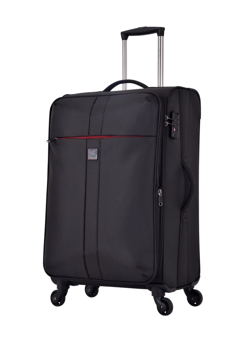 إيمينينت Soft Case Travel Bags Trolley Luggage Sets of 3 for Unisex Polyester Lightweight Expandable Wheeled Suitcase with TSA lock V6101 Black