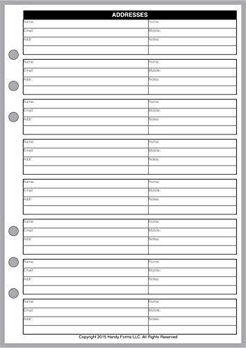 Handy Forms A5 Size Name & Address Refill, Sized and Punched for 6-Ring A5 Notebooks by Filofax, TMI, and others. Sheet Size 5.83"x8.27" (148mmx210mm). PLEASE CHECK YOUR BINDER TO BE SURE THIS WILL FIT. - Image 1
