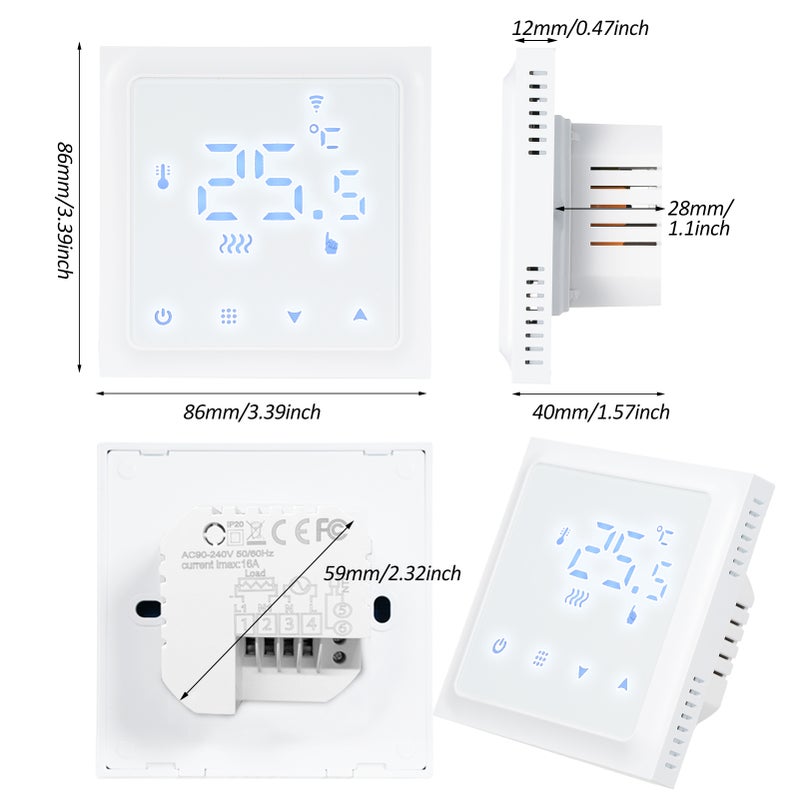 HY610 Smart Heating Thermostat Digital Temperature Controller Touchscreen LCD Display Weekly Programmable Thermostat Anti-freeze for Home School Office Hotel - Image 2