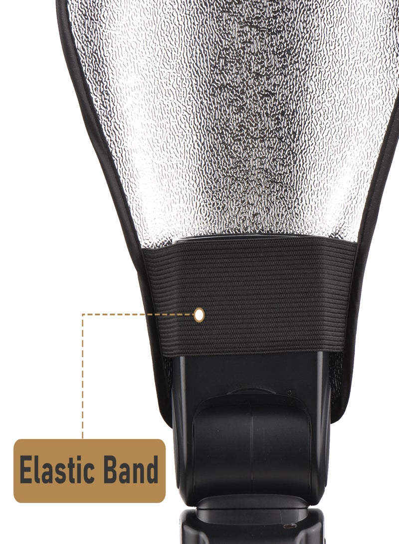 Portable Universal Camera Flash Reflector Speedlite Bounce Diffuser Board with Silver & White Reflective Surface Replacement for Canon Nikon Sony Godox Yongnuo on-Camera Flash  - Image 5