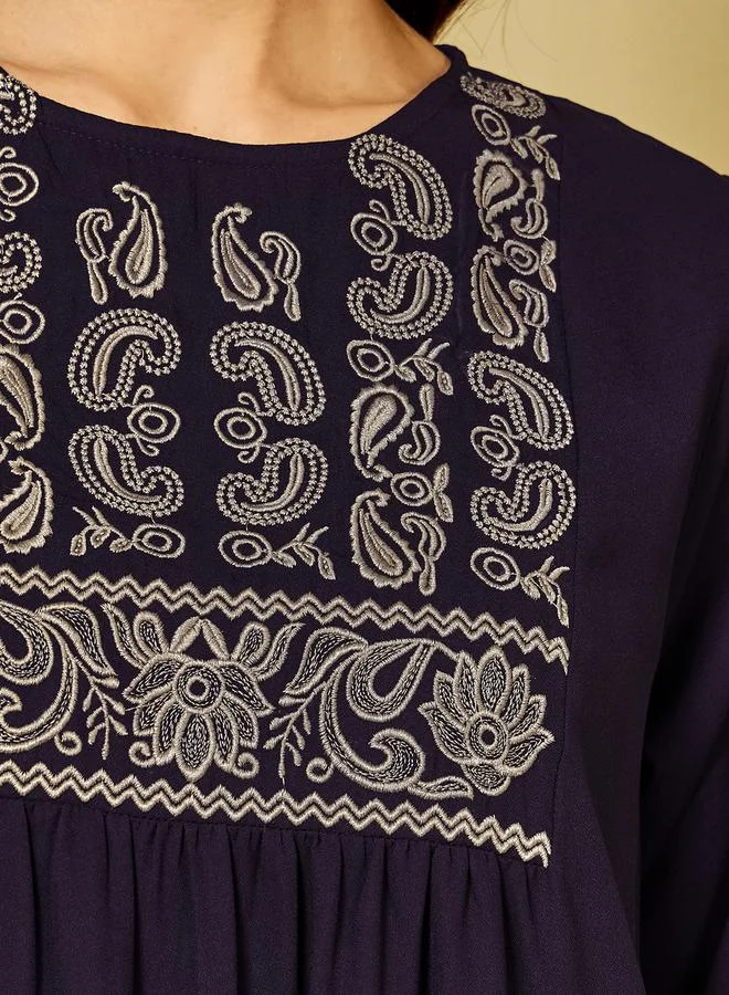 Styli Embroidered Maxi Dress