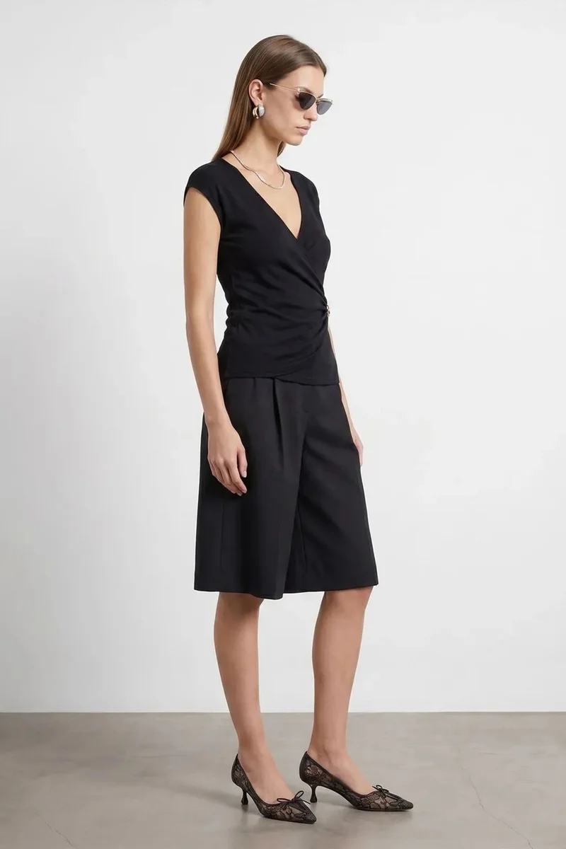 Dilvin Black DILVIN Women’s Slim Fit Wrap Blouse for Women | Best Price UAE