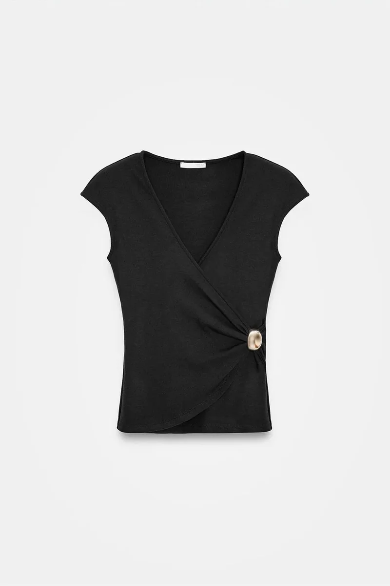 Dilvin Black DILVIN Women’s Slim Fit Wrap Blouse for Women | Best Price UAE