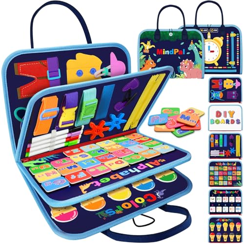 MindPal Busy Board Montessori Toy for Over 3 Year Old Toddlers Educational Activity Developing Sensory Board for Fine Basic Dress Motor Skills Travel Toys for Plane Car 3 Years Boys Girls - Image 1