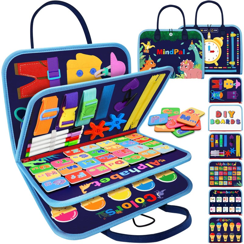 MindPal Busy Board Montessori Toy for Over 3 Year Old Toddlers Educational Activity Developing Sensory Board for Fine Basic Dress Motor Skills Travel Toys for Plane Car 3 Years Boys Girls - Image 3