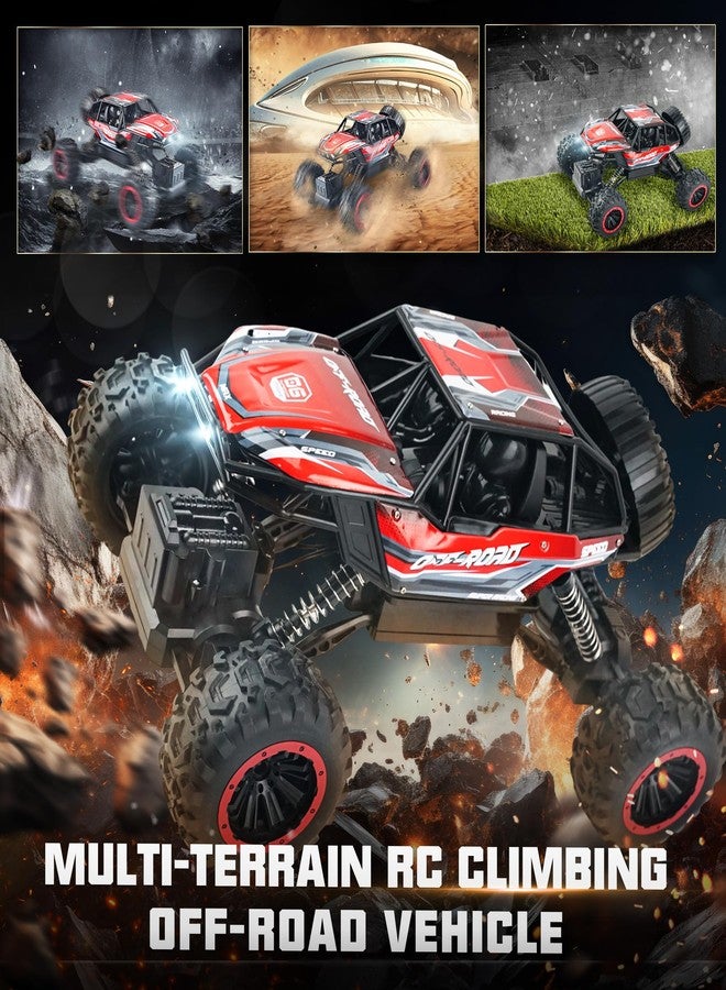 BEZGAR Monster Truck Toys - 1:12 Remote Control Monster Truck with Light, RC Crawler for Adults, Scale RC Truck with 45° Climbing, Remote Control Car for Boys Red - Image 3