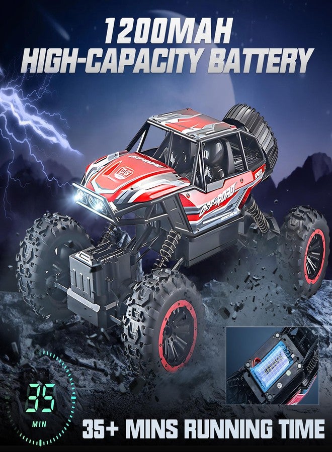 BEZGAR Monster Truck Toys - 1:12 Remote Control Monster Truck with Light, RC Crawler for Adults, Scale RC Truck with 45° Climbing, Remote Control Car for Boys Red - Image 5