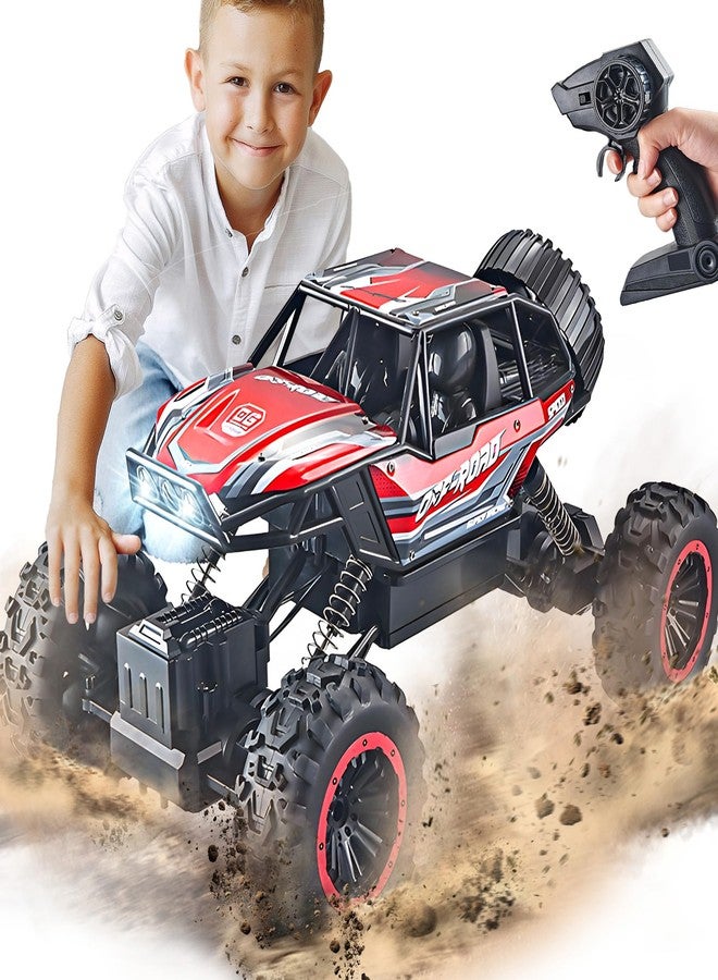 BEZGAR Monster Truck Toys - 1:12 Remote Control Monster Truck with Light, RC Crawler for Adults, Scale RC Truck with 45° Climbing, Remote Control Car for Boys Red - Image 1