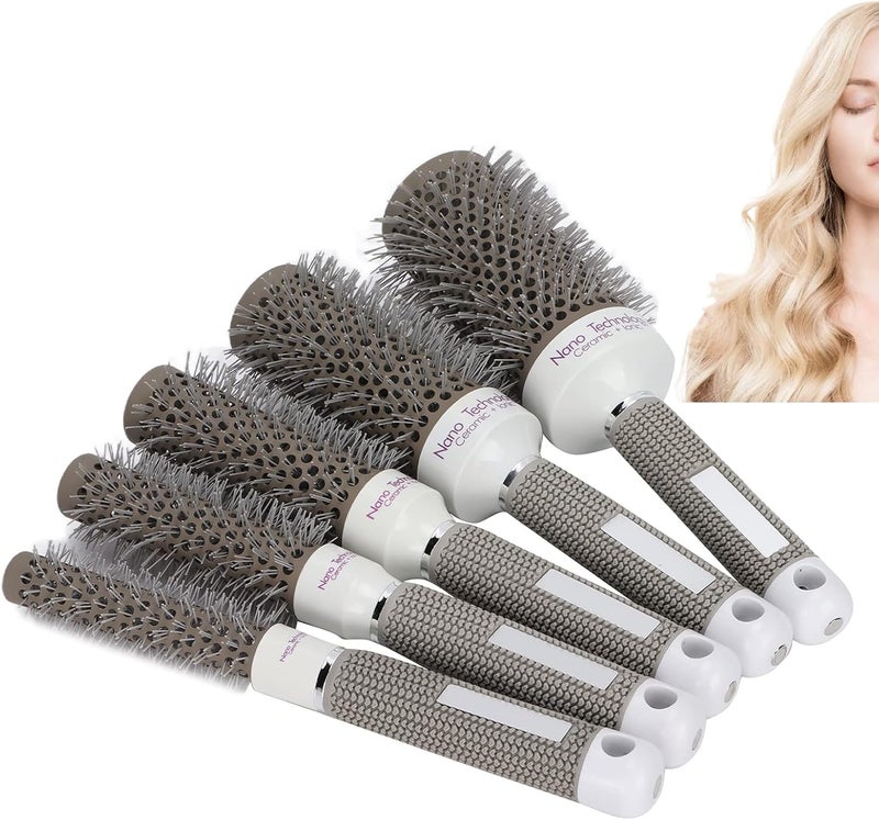 كلاراكو مجموعة فرشاة دائرية من 5 قطع، فرشاة شعر موصلة للحرارة، مجموعة أدوات تصفيف الشعر للتجفيف والتجعيد، فرشاة تصفيف شعر احترافية، مجموعة أدوات تصفيف الشعر بالحرارة - Image 4