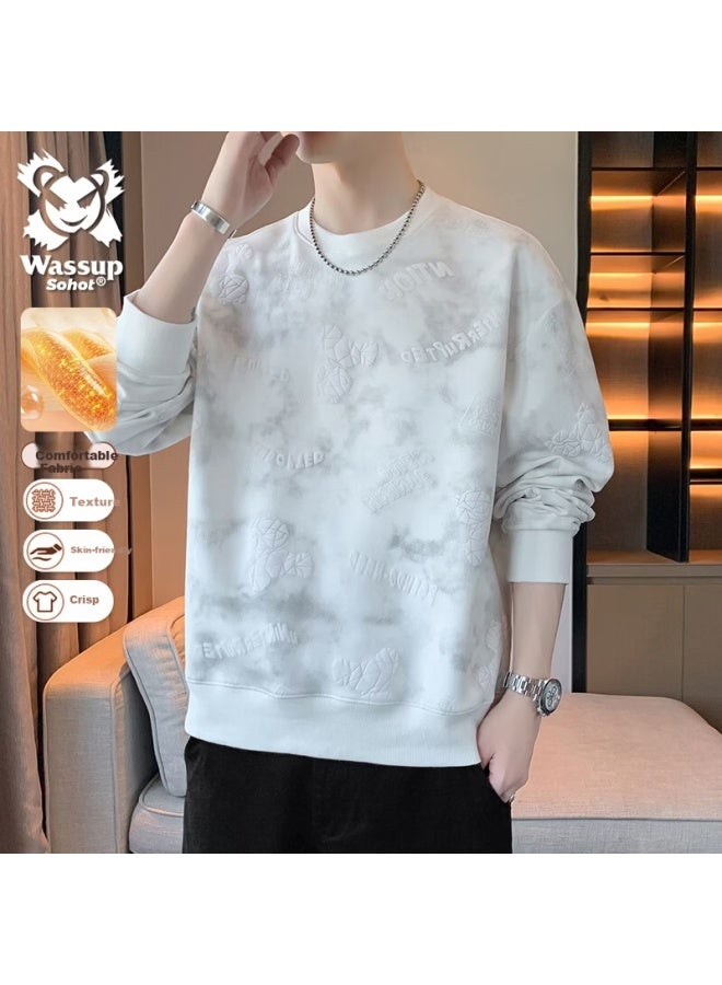 Wassup Sohot Men's Sweatshirt Spring Autumn Trendy Brand Crew Neck Long Sleeve Casual Loose Pullover White XL - Image 1