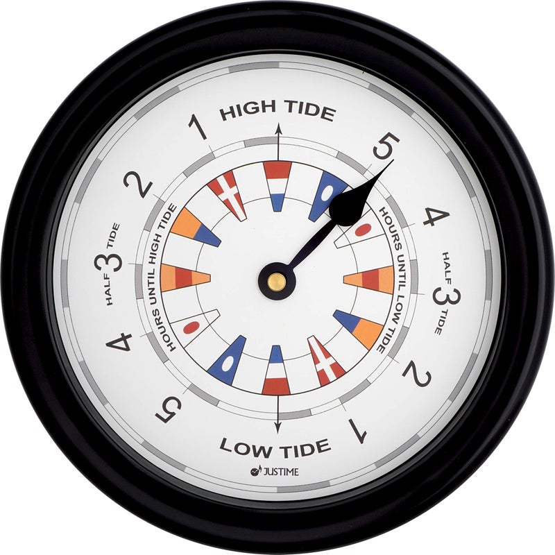 JUSTIME 85 Inch Atlantic Tide Clock for East Coast High Tide Low Tide Clock with Plastic Water Resistant Case Colorful Graphics Designed Home Wall DcorTT020Flag Black - Image 1