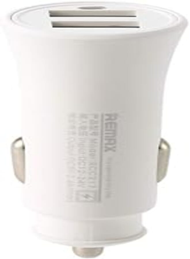 REMAX Remax RCC-217 Portable Smart Car Charger Containing Dual USB Ports With Light Weight Design For Multiple Smart Phones 2.4A - White