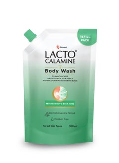 Lacto Calamine 1% Salicylic Acid Body Wash Refill Pouch  500ml  For Body Acne Back Acne Rough and Bumpy Skin  Cica Aloe VeraTurmeric and Natural Scrub Beads Paraben FreeShower Gel For Men andWomen