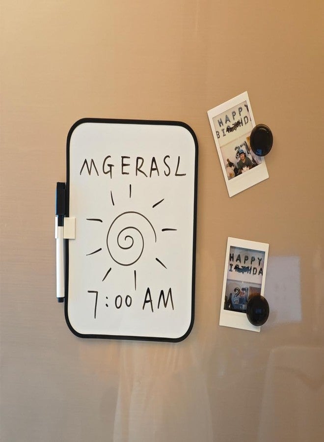 MGERASL لوحة كتابة صغيرة قابلة للمسح من إم جي آر إيه إس إل، دفتر ملاحظات قابل للمسح، لوحة رسم محمولة، سبورة بيضاء تعليمية، لوحة كتابة مغناطيسية للخزائن، 6 بوصات × 8 بوصات مع قلم تحديد ومغناطيسين (أسود) - Image 5