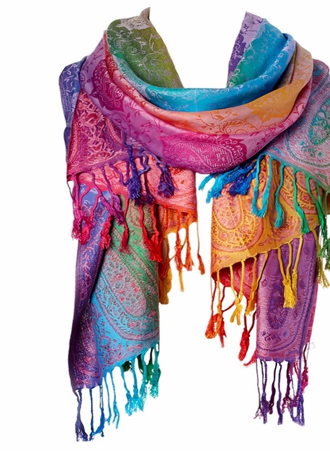 FANBODTA وشاح سفر بوهيمي من فانبودتا - وشاح شاطئ كبير الحجم بطبعة زهور عتيقة (200 × 65 سم)، شال خفيف الوزن للتصوير الفوتوغرافي للنساء، وشاح جاكار قابل للعكس، إكسسوار مثالي لعطلات الشاطئ - Image 1