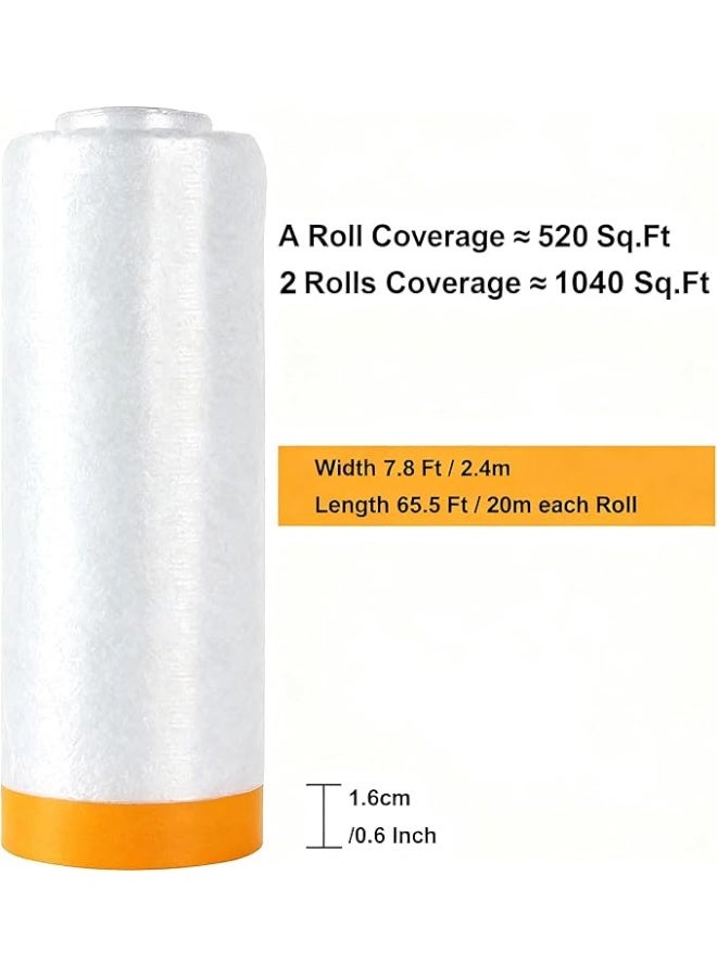 Green Tiger 2 Rolls Pre-Taped Masking Film - 2.4m x 20m Waterproof Painters Plastic Sheeting for Decorating, Furniture & Automotive Protection，Appliance Protection - Image 4