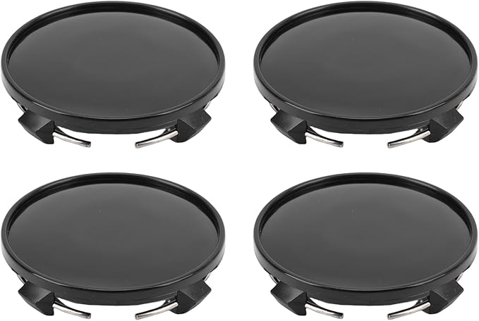 4 Pcs Glossy Black Car Tire Hub Center Caps ABS Metal Wheel Covers For Most Vehicles - Image 1