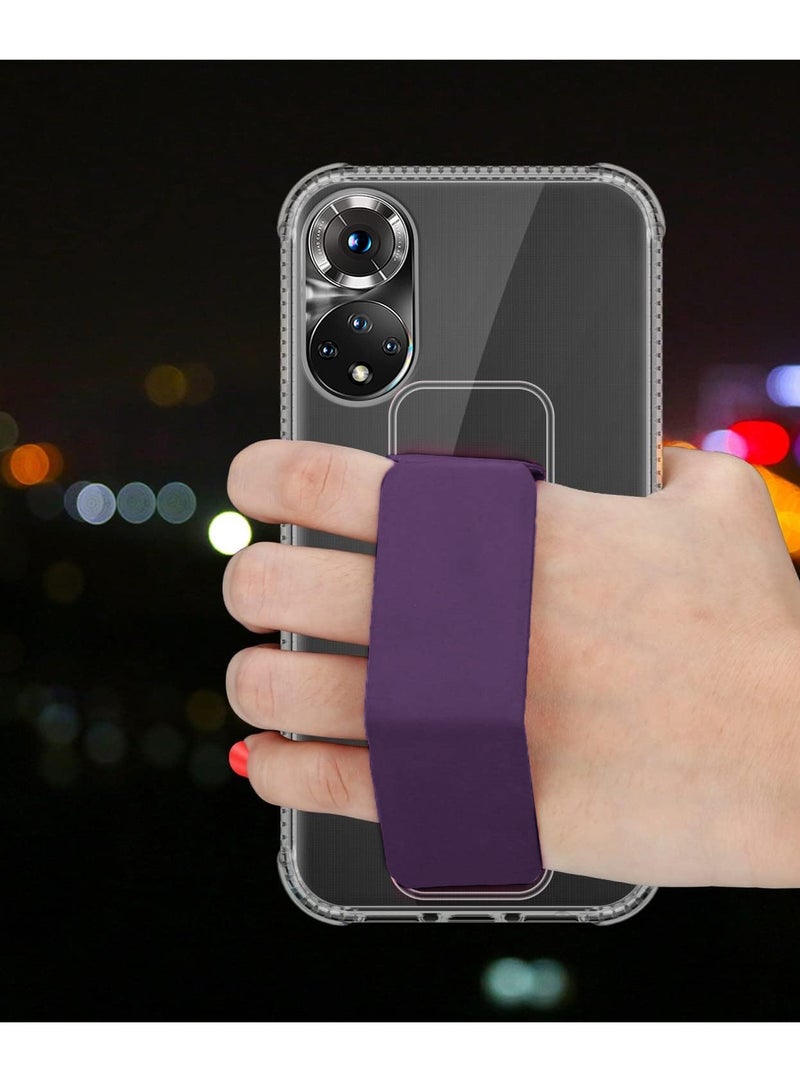 Wtech TPU Hand Grip Air Pillow Case Cover For Honor 50 5G 2021 Clear/Eggplant Purple - Image 3