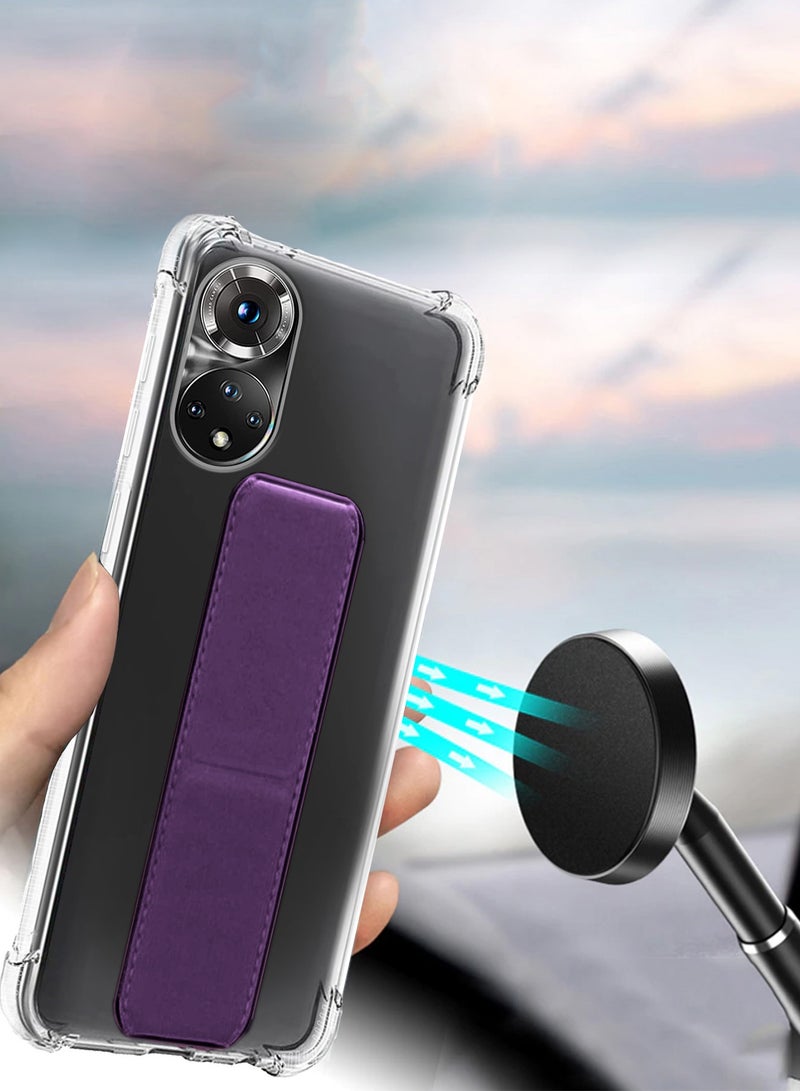 Wtech TPU Hand Grip Air Pillow Case Cover For Honor 50 5G 2021 Clear/Eggplant Purple - Image 4