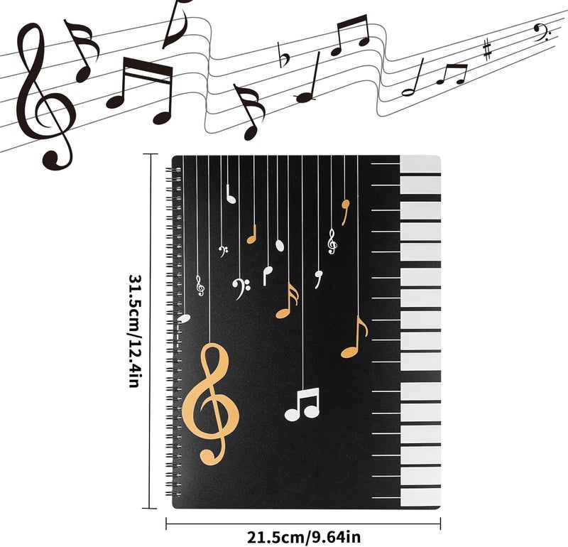 A4 Sheet Music Folder, 120 Pages Capacity with 60 Pockets, Dual-Side Display Music Organizer for Piano Sheet, Art Drawing & Document Storage, Ideal for Home & School Use - Image 2
