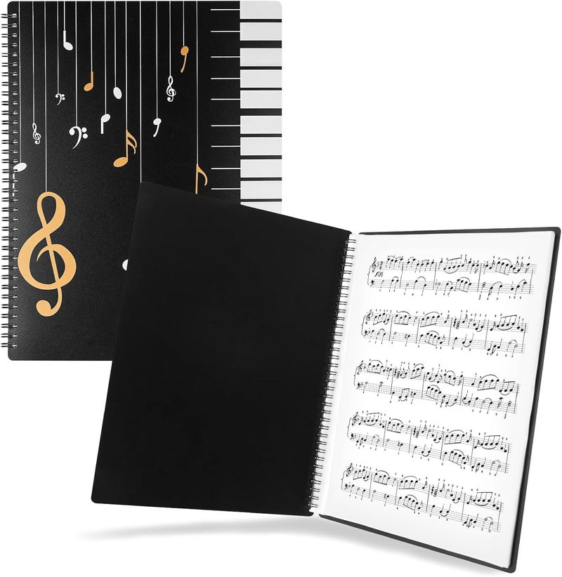 A4 Sheet Music Folder, 120 Pages Capacity with 60 Pockets, Dual-Side Display Music Organizer for Piano Sheet, Art Drawing & Document Storage, Ideal for Home & School Use - Image 1
