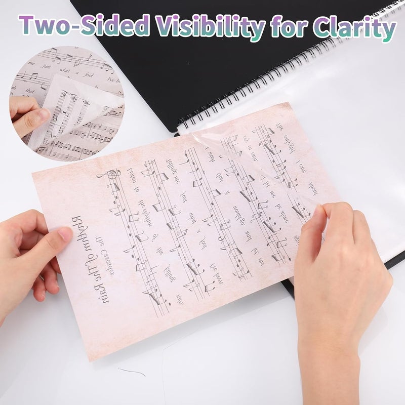 A4 Sheet Music Folder, 120 Pages Capacity with 60 Pockets, Dual-Side Display Music Organizer for Piano Sheet, Art Drawing & Document Storage, Ideal for Home & School Use - Image 4