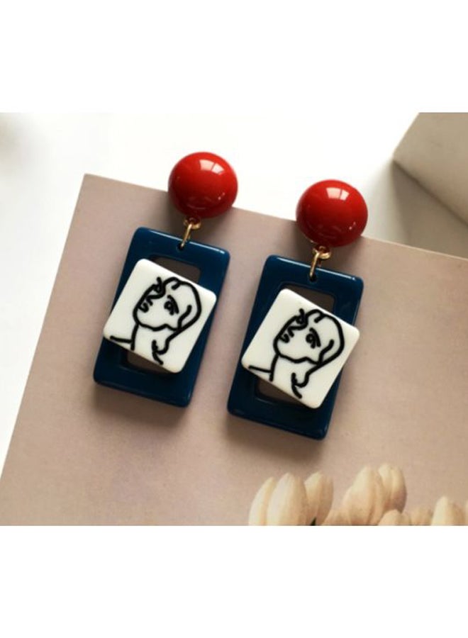 اليشمك أقراط متدلية بتصميم تجريدي - Image 3